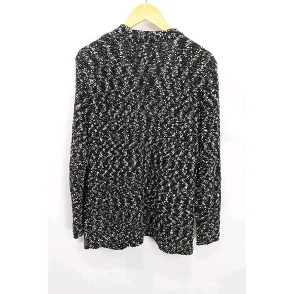 Chico's Women’s Cardigan Tweed Size M 1 Open Front Black And White Classic - Picture 2 of 8